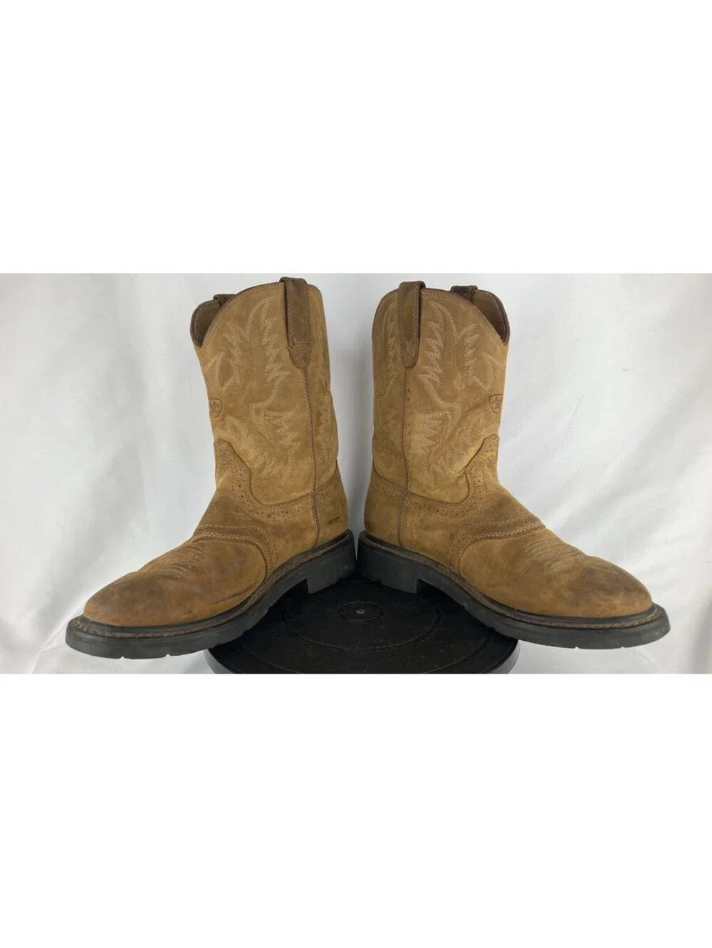 Men’s 9.5 EE Wide Ariat Sierra Saddle Boots Brown Leather Western Work Soft Toe